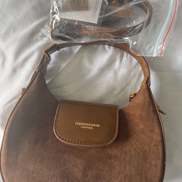 Women's Brown Crescent Shoulder Bag - Picture 2 of 4